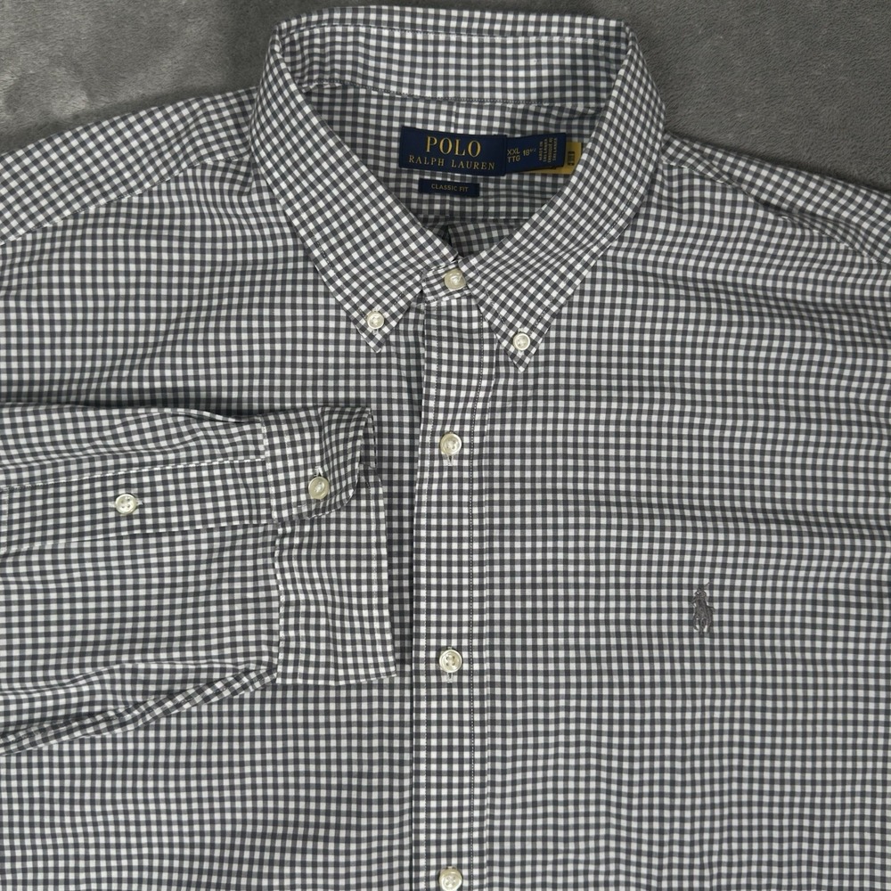 Polo Ralph‎ Lauren Shirt Men XXL 18.5 Classic Fit Stretch Oxford Gingham Check